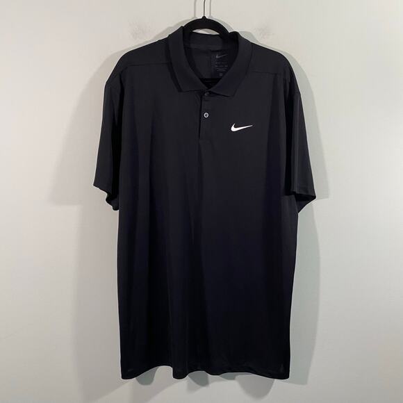 Nike Men Black Solid Victory Dri-fit Short Sleeve Lightweight Golf Polo Size XXL - Picture 1 of 10